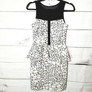 Soprano Black & White Peplum Mini Dress